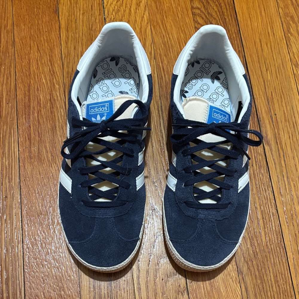 Adidas Gazelle Navy Suede Sneakers with White Stripes